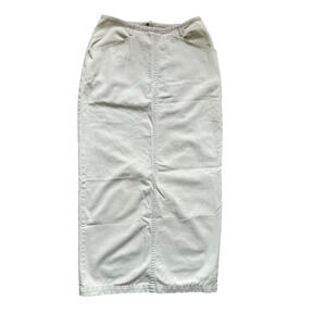 Y2K Old Navy Midi Cream Skirt 100% Cotton Women's 6 Quiet Luxury Pockets 90s